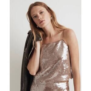 MADEWELL Fallen Timber Abigail Sequin Square-Neck Cami NWT Size XXS